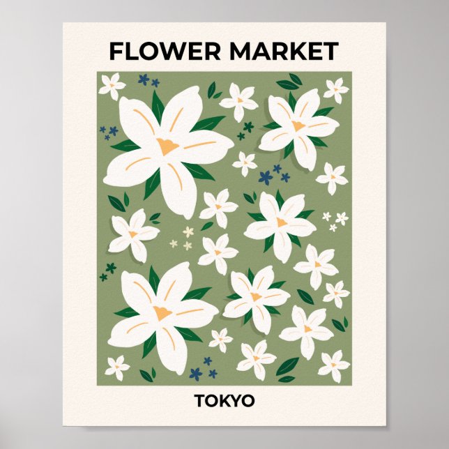 Poster Marché aux fleurs Tokyo Moderne Floral Décor (Devant)