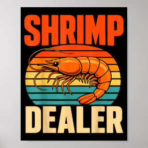 Poster Marché aux fruits de mer vintage crevettes