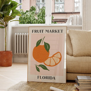 Poster Marché aux fruits Floride Alimentation orange