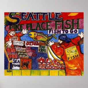 Poster Marché aux poissons de Seattle