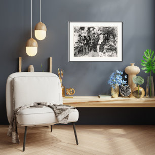 Poster Marché aux puces de Singapour - Stylo et lave-ling