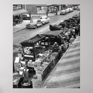 Poster Marché Brooklyn Pushcart : 1960