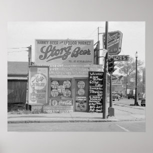 Poster Marché de bière et de liqueurs, 1938. Photo vintag