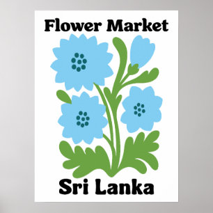 Poster Marché de fleurs de Sri Lanka Blue Water Lily Trop