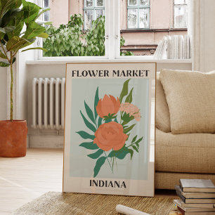 Poster Marché de fleurs Indiana Peach Peony Floral