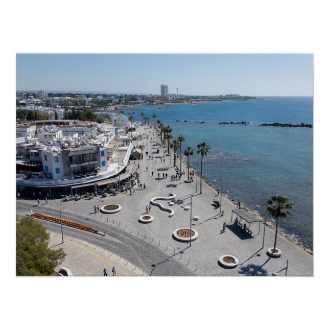 Poster Marche de front de mer de Paphos par drone (Devant)