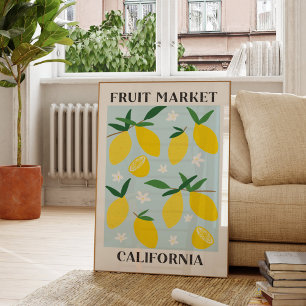 Poster Marché de fruits Citron jaune Californie Nourritur