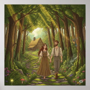 Poster Marche de la forêt de Cottagecore