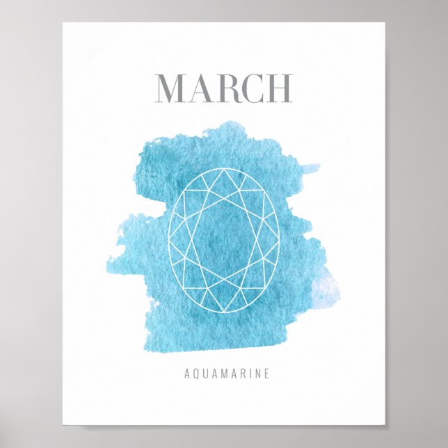 Poster Marche de la pierre de naissance Aquamarine (Devant)