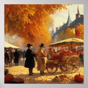 Poster Marché de Paris en automne