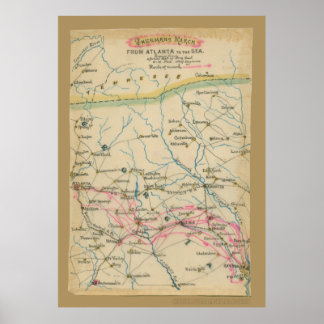 Poster Marche de Sherman d'Atlanta à la mer