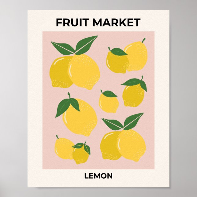 Poster Marché des fruits Citron Imprimer Aliments moderne (Devant)
