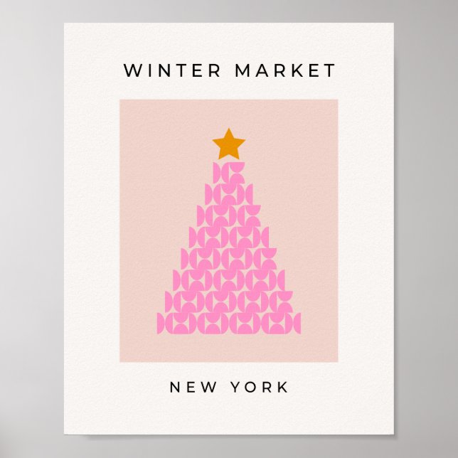 Poster Marché d'hiver 03 Noël Arbre rose Vacances (Devant)
