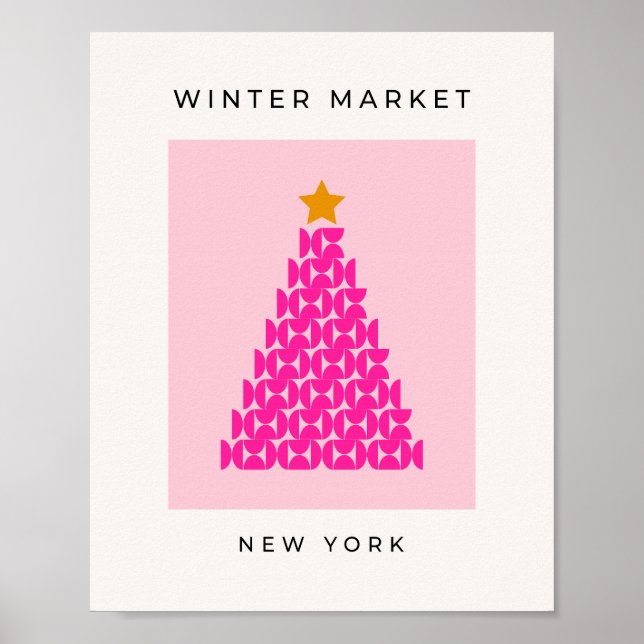 Poster Marché d'hiver 09 Preppy Pink Christmas Tree (Devant)