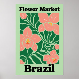 Poster Marché Fleurs Brésil Orchidée Pêche Tropical