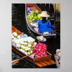 Poster Marché flottant à Bangkok