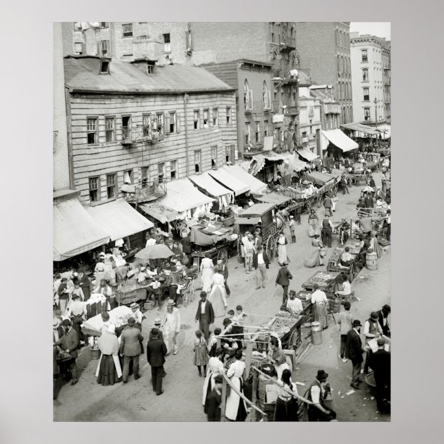 Poster Marché juif, New York, années 1890 (Devant)
