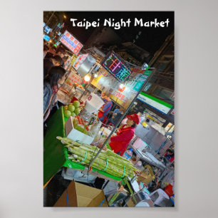 Poster Marché nocturne de Taipei Culture taïwanaise Voyag