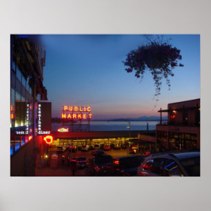 Poster Marché Pikes Place - Marché public de Seattle
