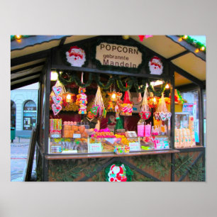 Poster Marché, sucrerie et maïs éclaté de Noël