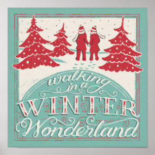 Poster Marcher Dans Un Pays Merveilleux D'Hiver
