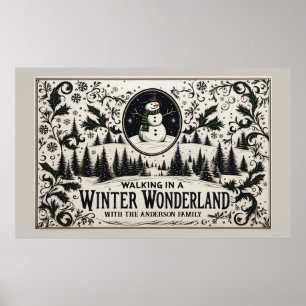 Poster Marcher dans un Wonderland d'hiver Snowman