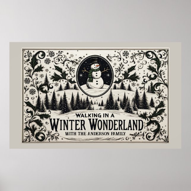 Poster Marcher dans un Wonderland d'hiver Snowman (Devant)