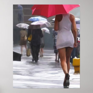 Poster Marcher sous la pluie