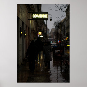 Poster Marcher Une Soirée Pluvieuse