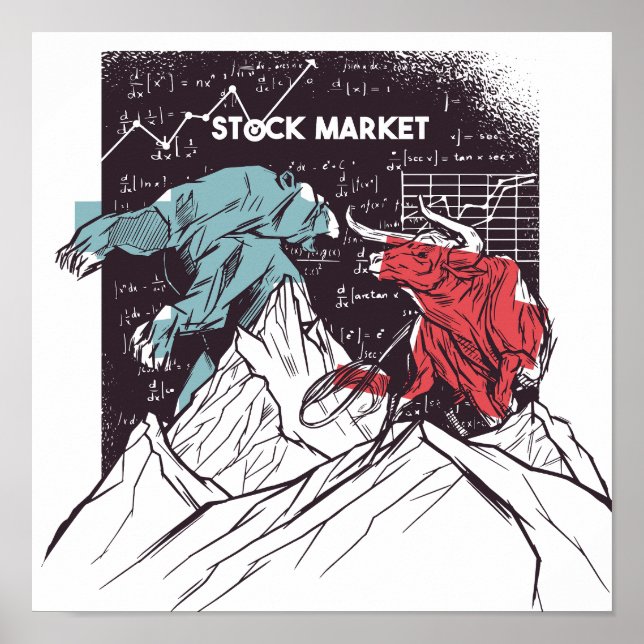 Poster Marchés stocks et commerce d'ours (Devant)
