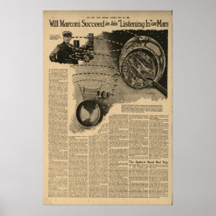 Poster Marconi Écouter Sur Mars Vers 1922