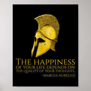Poster Marcus Aurelius Citation stoïque Sur Le Bonheur -