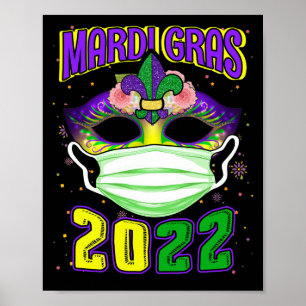 Poster Mardi Gras 2022 Avec Fesstival Masque Visage