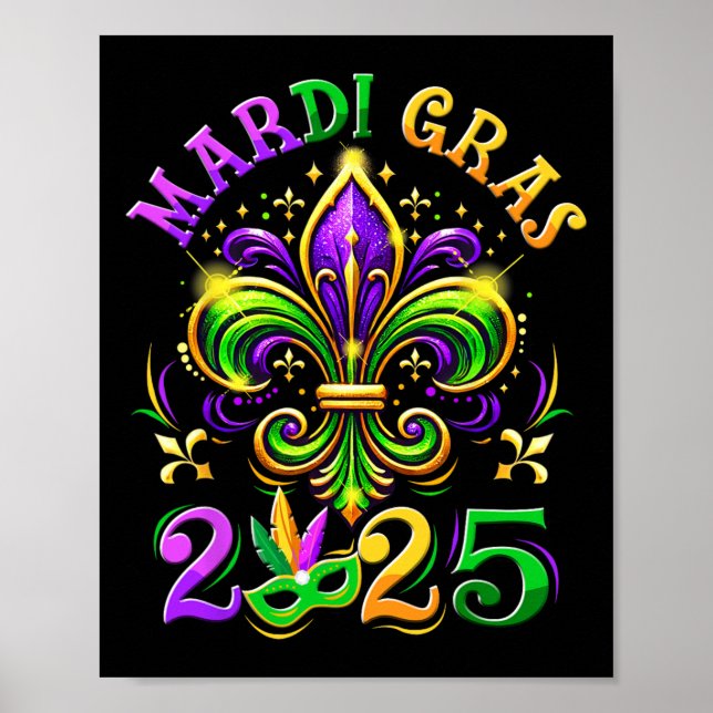 Poster Mardi Gras 2025 Fleur De Lis Hommes Femmes Enfants (Devant)
