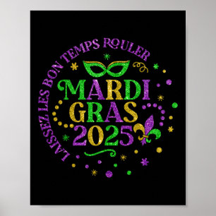 Poster Mardi Gras 2025 Mask Feathers Mardi Gras Family Co