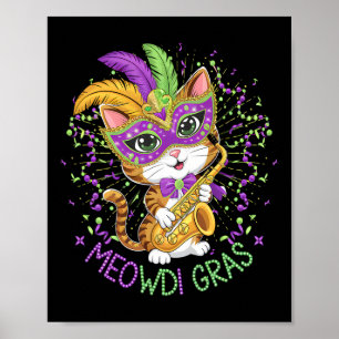 Poster Mardi Gras Amoureux de les chats