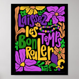 Poster Mardi Gras Boho Laissez Les Bon Temps Rouler Fleur