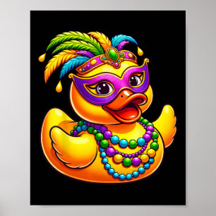 Poster Mardi Gras Canard Porté Mardi Gras Perles Costume 