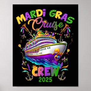 Poster Mardi Gras Carnival Cruise 2025 Cruising Mask Ship