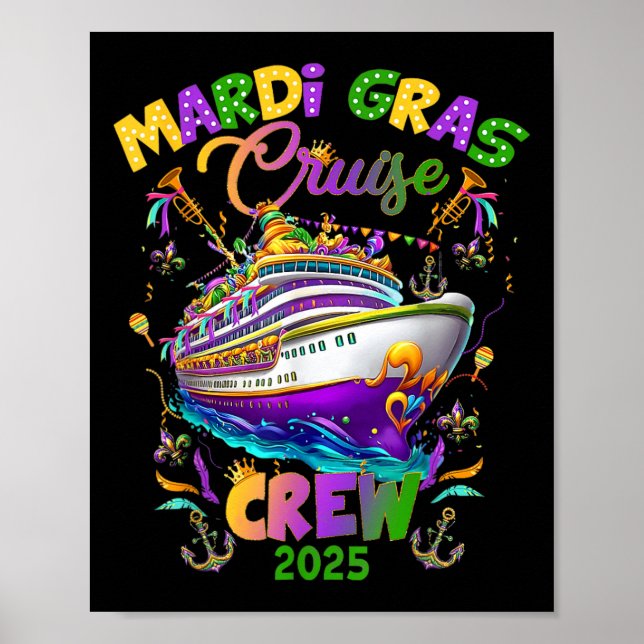 Poster Mardi Gras Carnival Cruise 2025 Cruising Mask Ship (Devant)