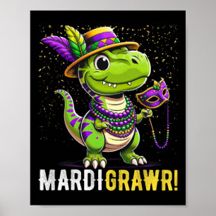 Poster Mardi Gras Chemise T Rex Dinosaur Mardi Grawr C