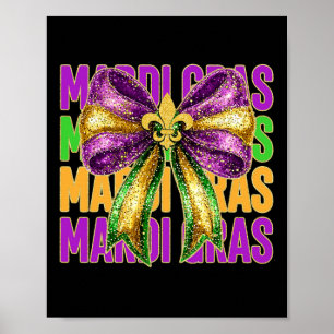 Poster Mardi Gras Coquette Bow Gras Mardi Parade Carniva