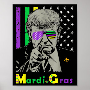 Poster Mardi Gras Costume Donald Trump Us Drapeau Drôle T