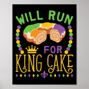 Poster Mardi Gras Courir Sera En Course Pour King Cake Fu