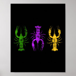 Poster Mardi Gras Crawfish Jester perle Casquette Tead Ne