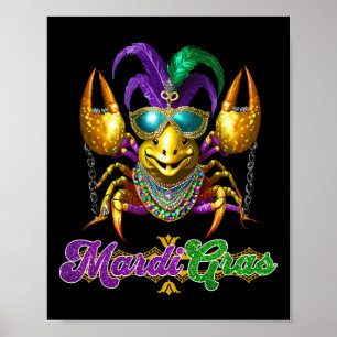 Poster Mardi Gras Crawfish Party Costume Masque Plumes Be