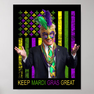 Poster Mardi Gras Donald Trump Grand à nouveau drapeau am