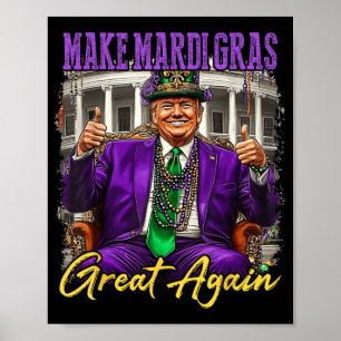 Poster Mardi Gras Donald Trump Grand à nouveau drapeau am