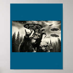 Poster Mardi Gras drôle de Bigfoot en alien en selfie