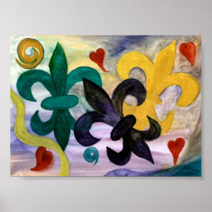 Poster Mardi Gras Fleur de lis
